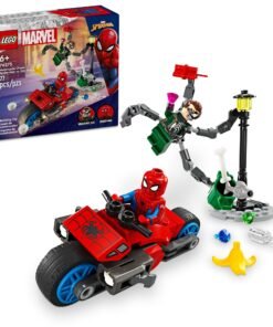 LEGO Marvel Persecución en Moto: Spider-Man vs. Doc Ock, 76275, Edades 6+, 77 Piezas
