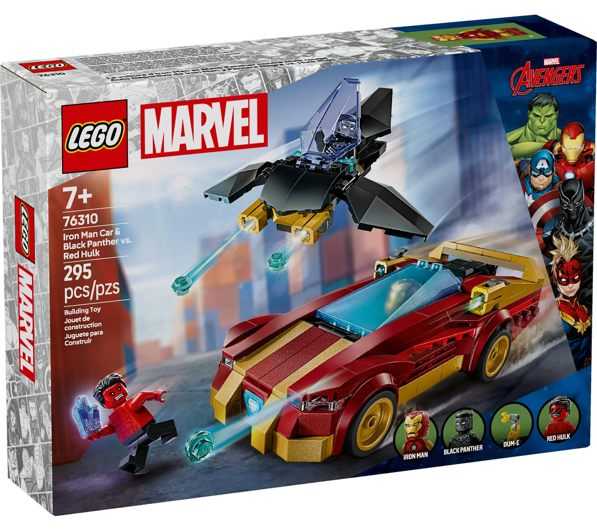 LEGO Marvel Super Heroes Iron Man Car & Black Panther vs. Red Hulk Juego de 295 piezas - Imagen 2