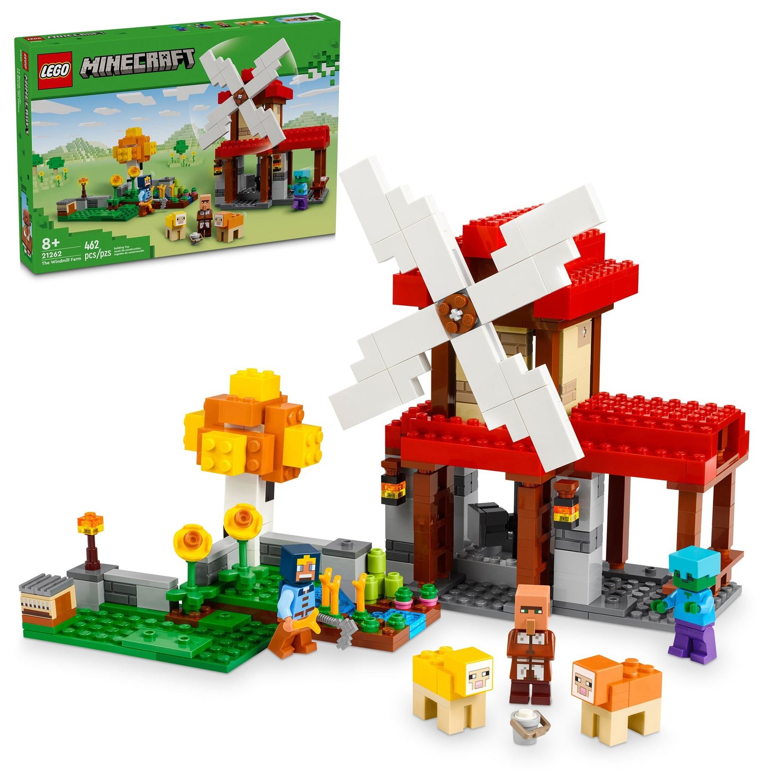 LEGO Minecraft La Granja de Molinos de Viento, 21262, Edades 8+, 462 Piezas