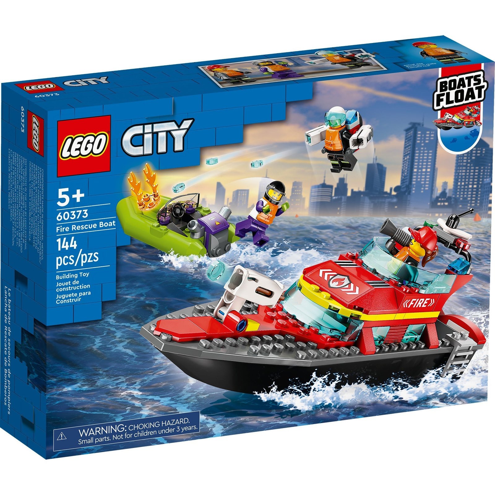LEGO City Barco de rescate contra incendios, 60373, edades 5+, 144 piezas - Imagen 3