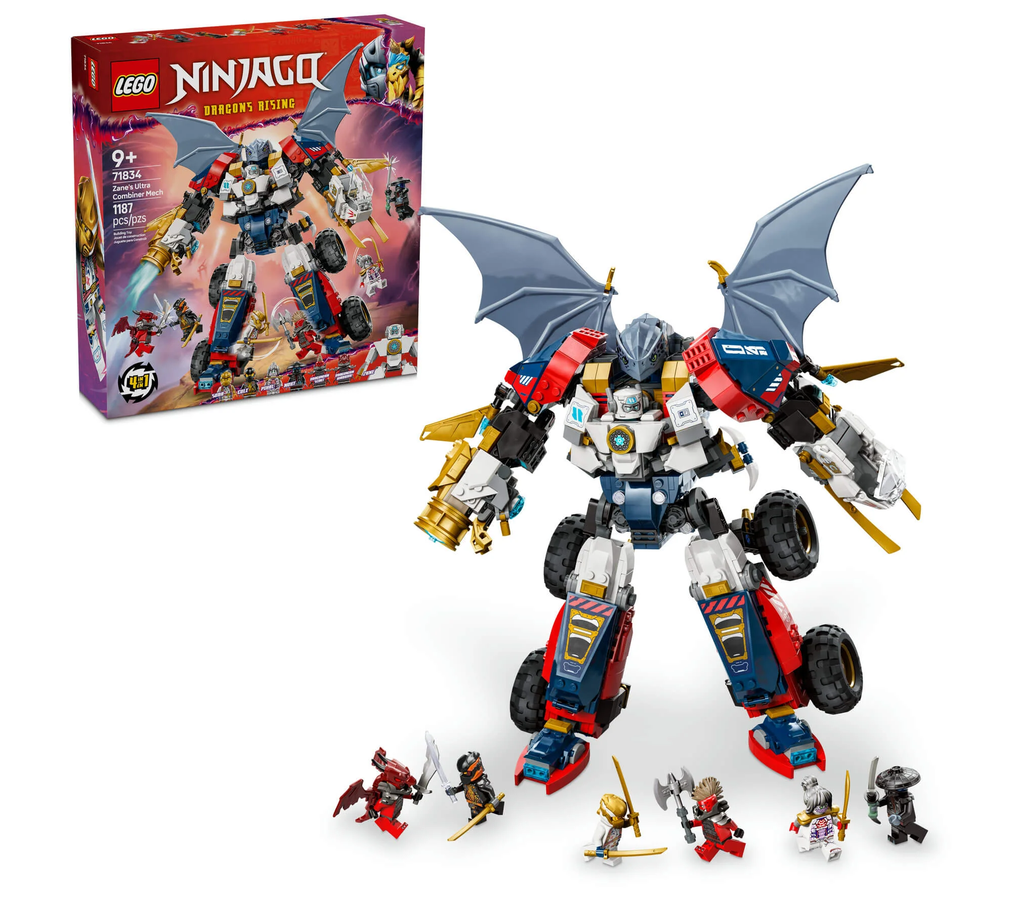 LEGO NINJAGO Juego de construcción 4 en 1 Mecha Ultra Combinadora de Zane 71834