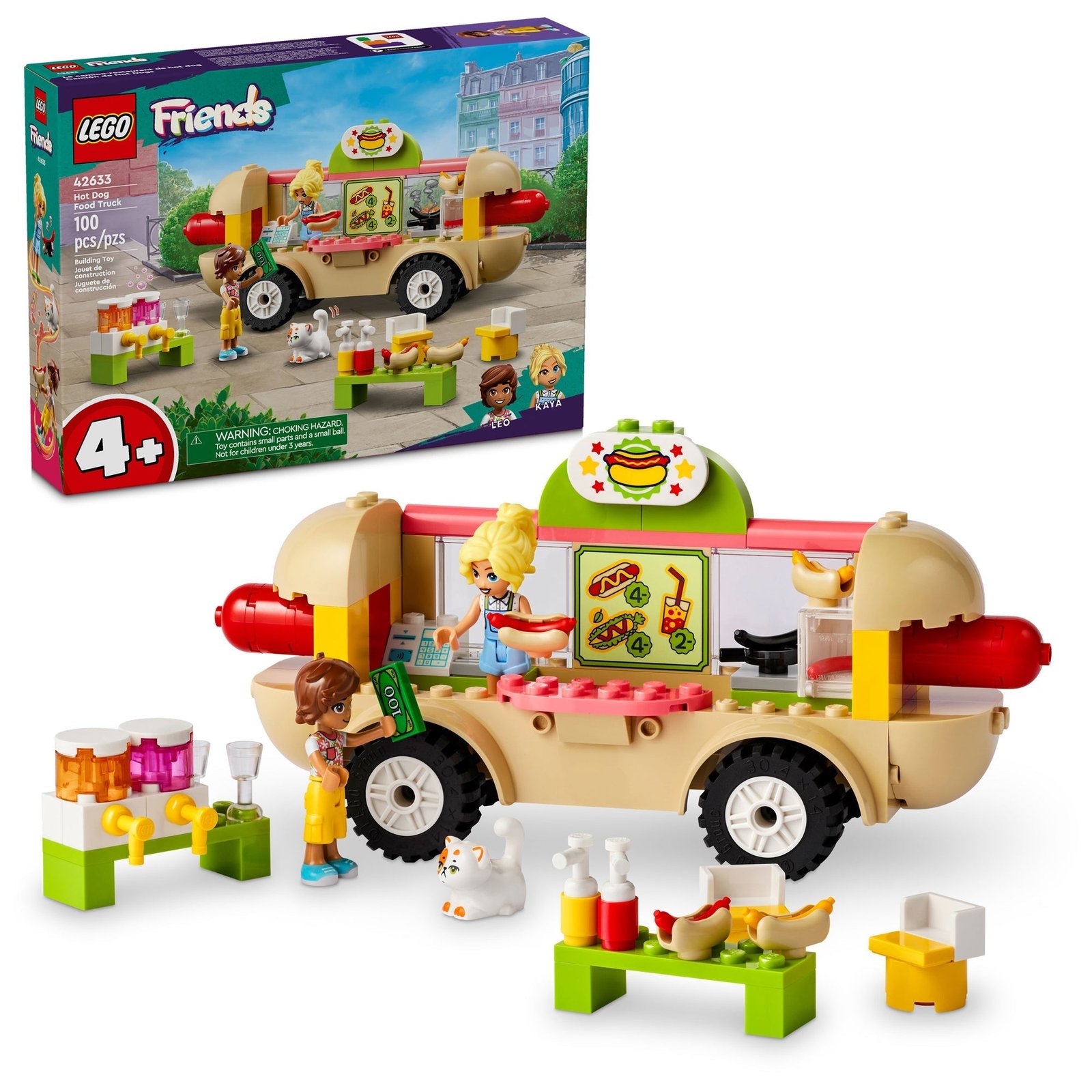 LEGO Friends Camión de comida para perritos calientes, 42633, edades 4+, 100 piezas