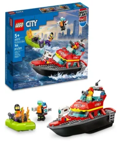 LEGO City Barco de rescate contra incendios 60373 con función flotante y 4 minifiguras
