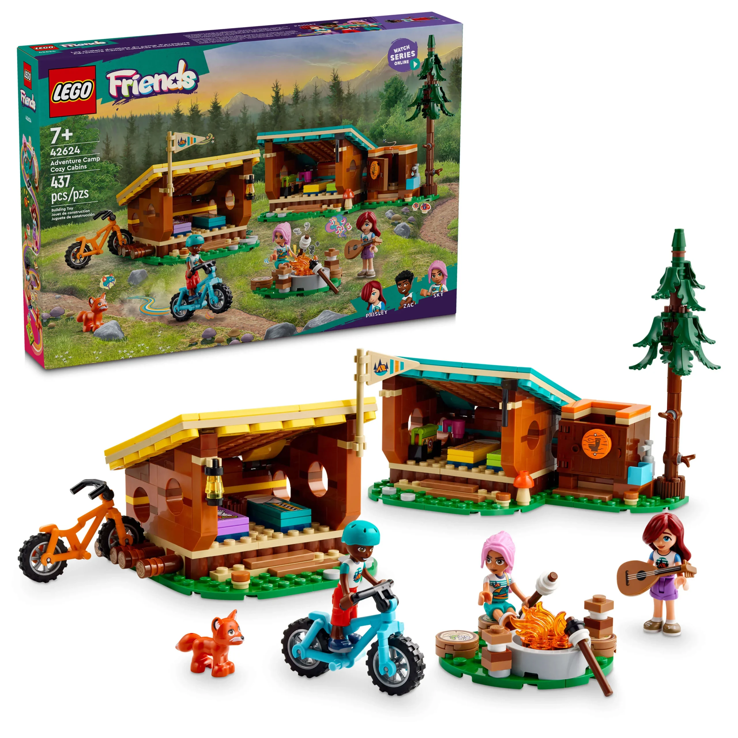 LEGO Friends Campamento de Aventuras Cabañas Acogedoras Juguete para Acampar 437 Piezas - 42624