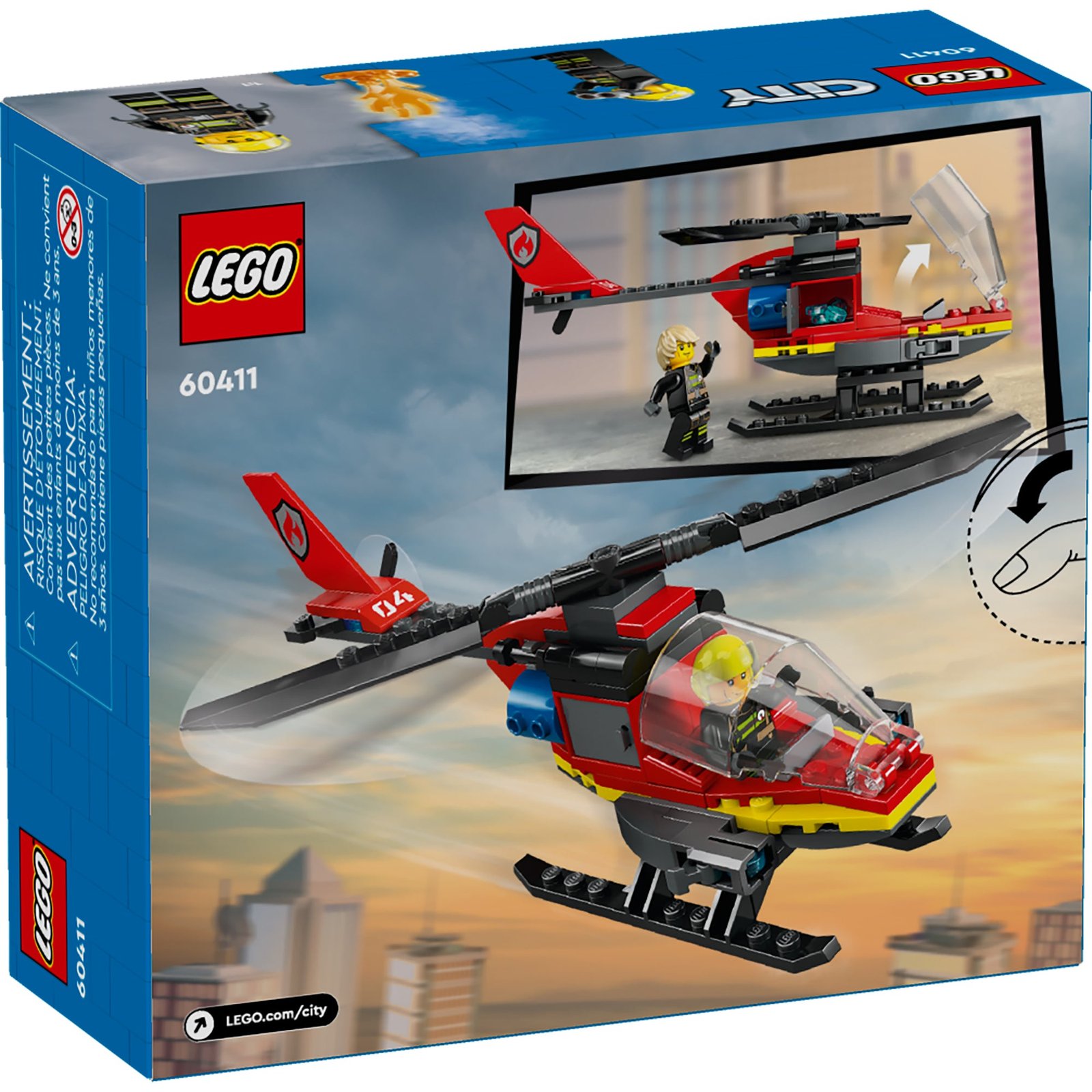 LEGO City Helicóptero de Rescate de Bomberos, 60411, Edades 5+, 85 Piezas - Imagen 3