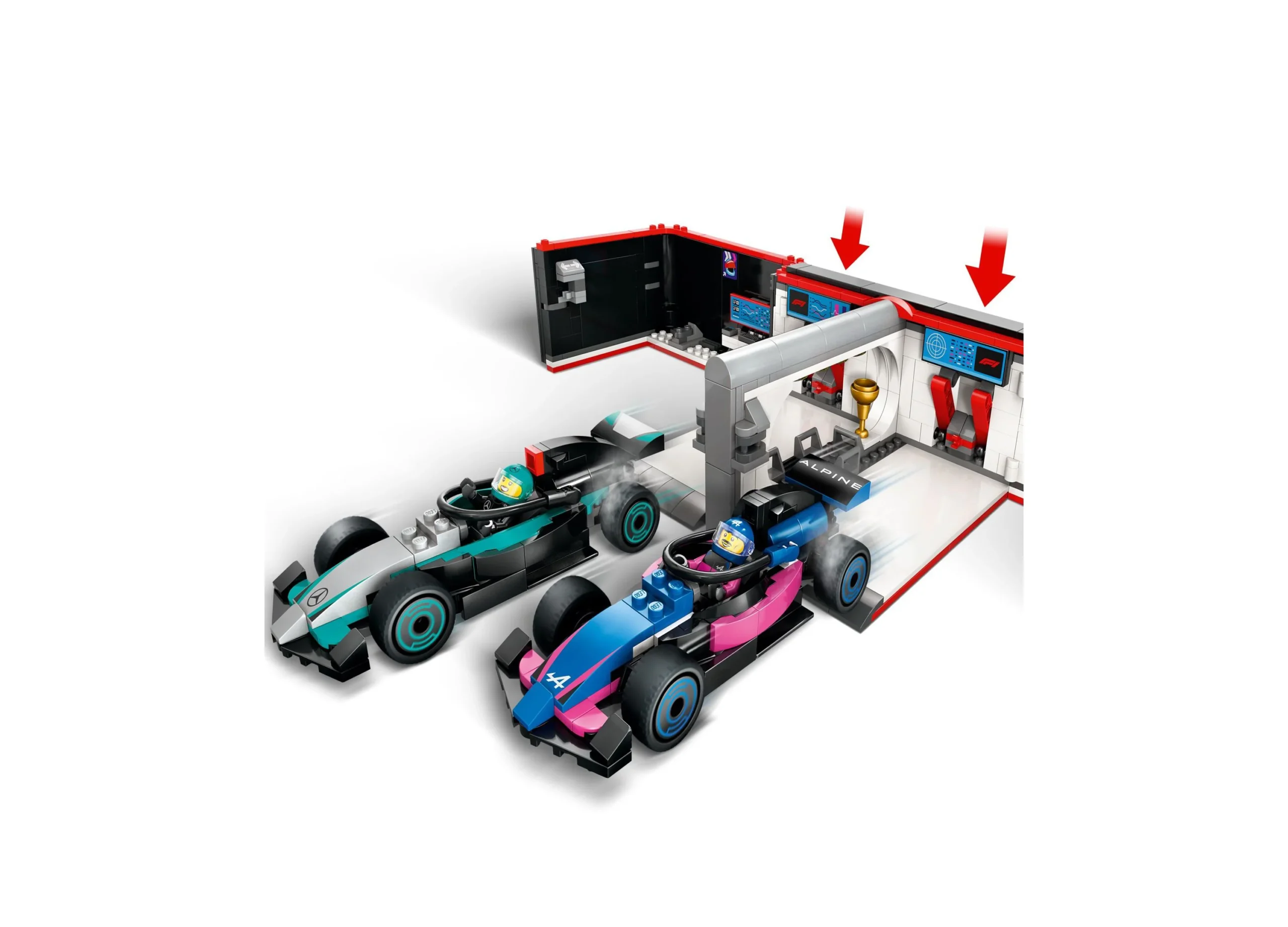 LEGO City F1 Garage Mercedes-AMG Alpine Cars Juego de construcción 60444 - 678 piezas - Imagen 3