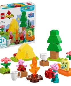 LEGO DUPLO Peppa Pig Juego de viaje de acampada de 32 piezas con canoa