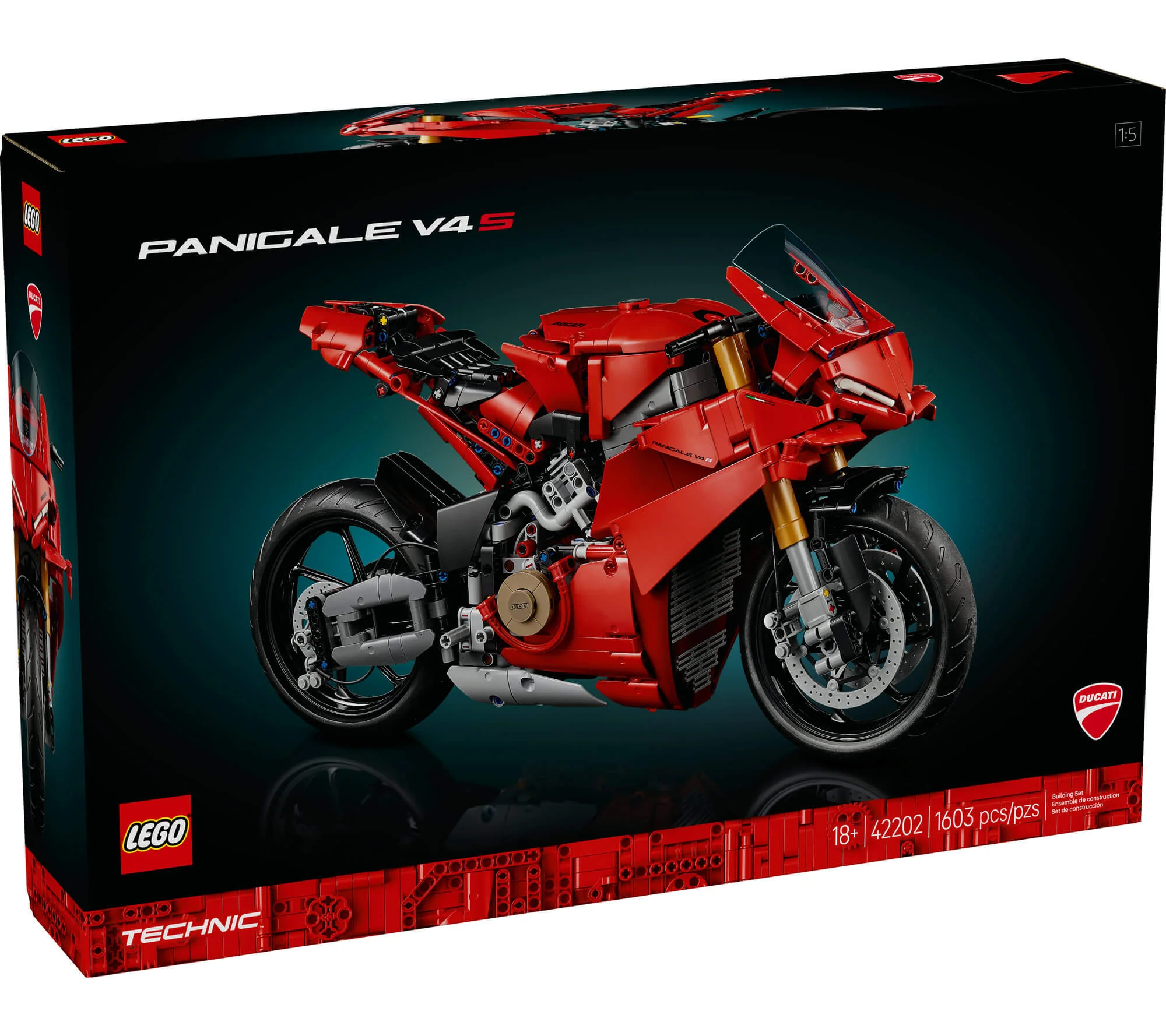 LEGO Technic Ducati Panigale V4 S Modelo de motocicleta 1.603 piezas - Rojo icónico - Imagen 2