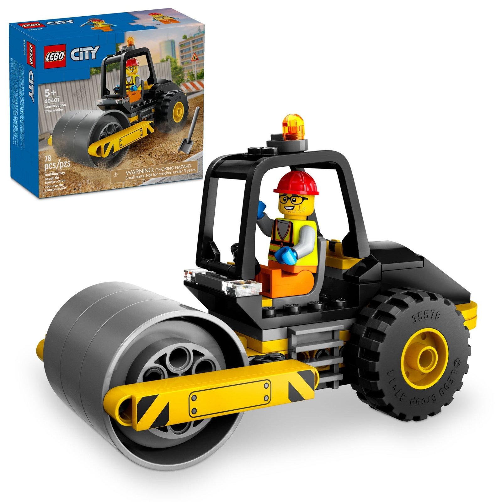 LEGO City Apisonadora de Construcción, 60401, Edades 5+, 78 Piezas