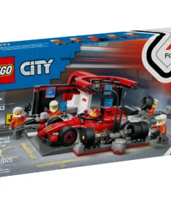 Alternative view of LEGO City Parada en boxes y equipo de F1 con coche de carreras Ferrari de juguete - 322 piezas