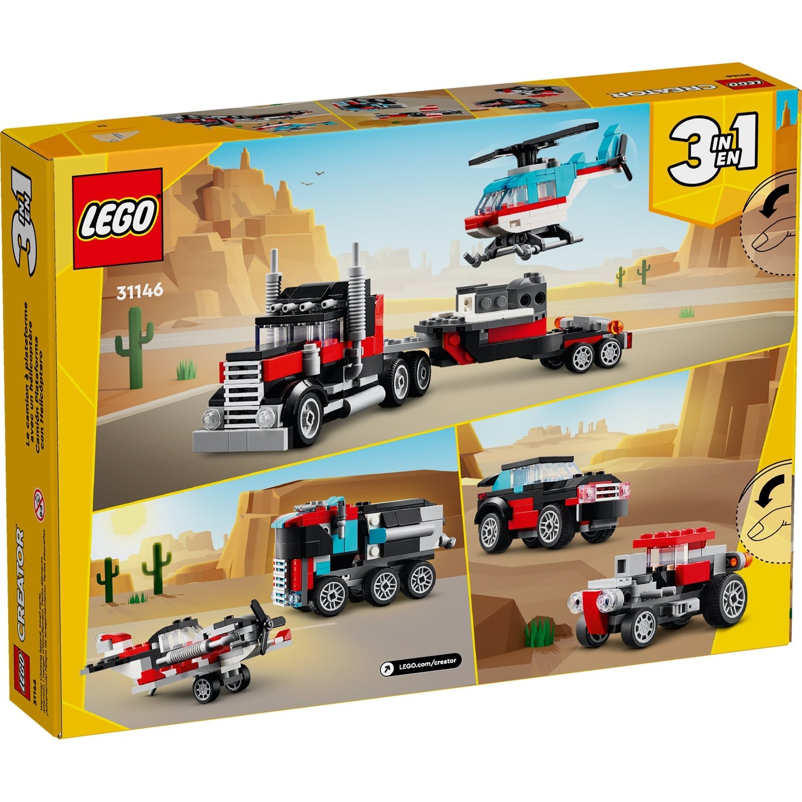 LEGO Creator Camión de Plataforma con Helicóptero, 31146, Edades 7+, 270 Piezas - Imagen 3